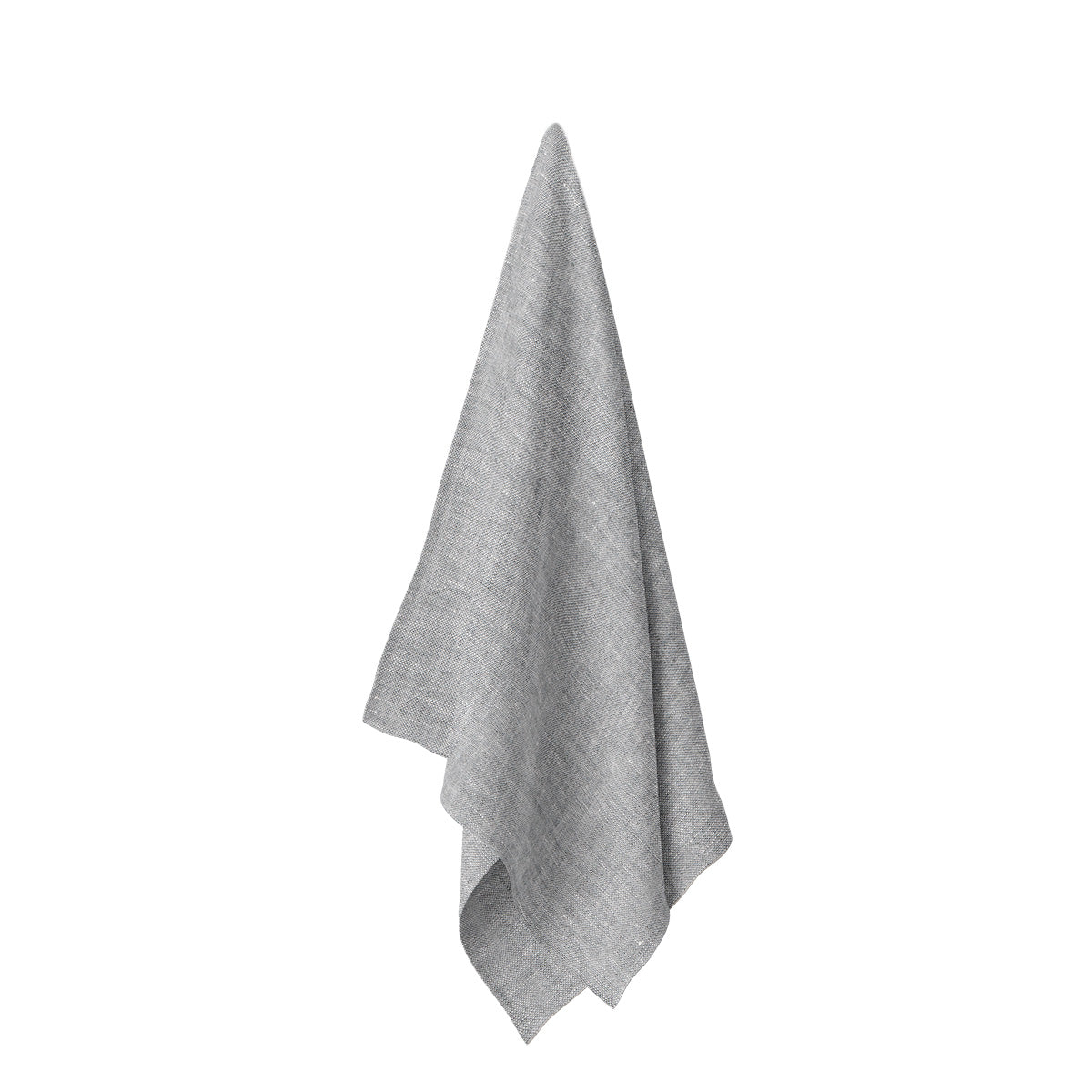 Grijze linnen theedoek geweven met donkergrijs en off white gewassen linnen.