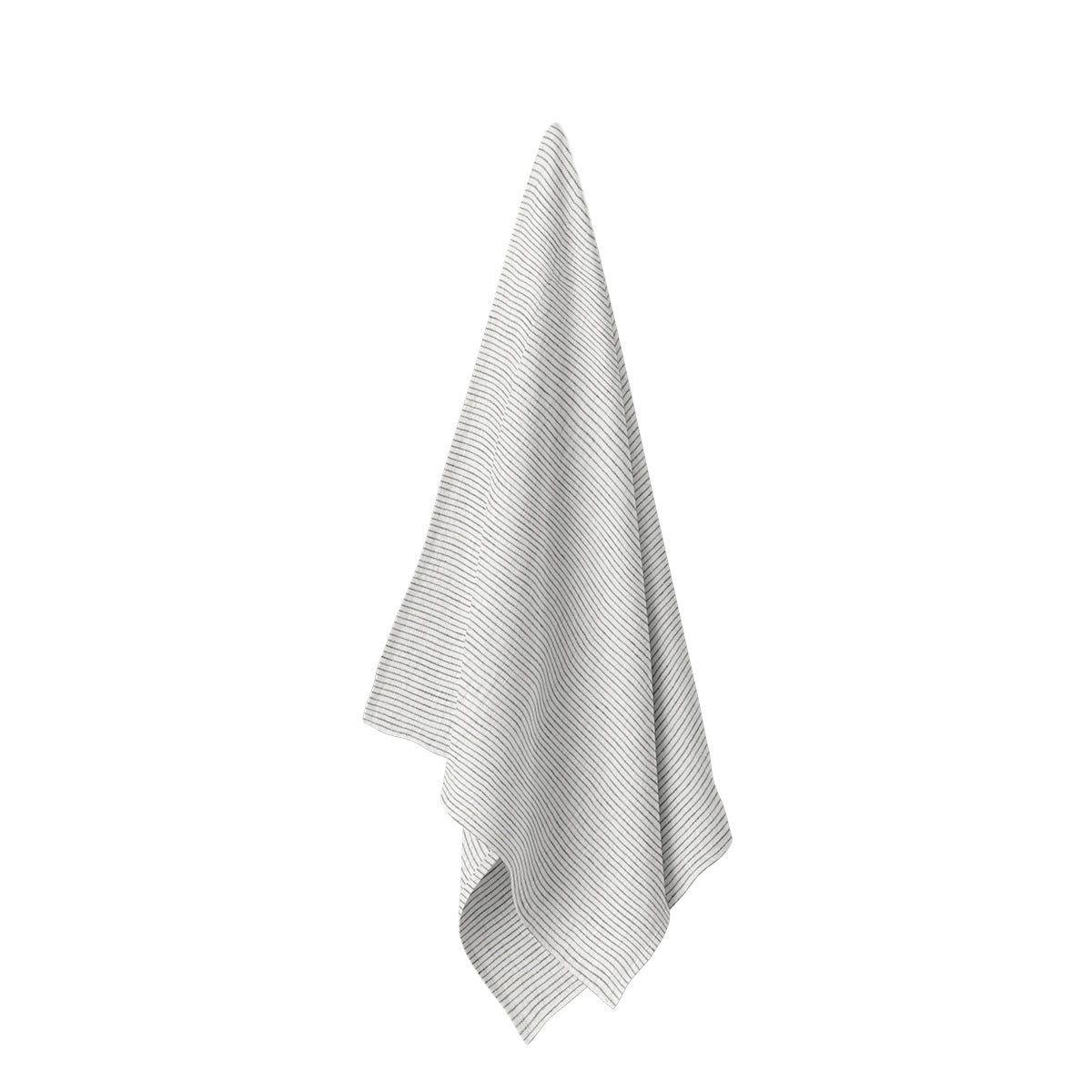 gestreepte theedoek van gewassen linnen in grijs en off white.