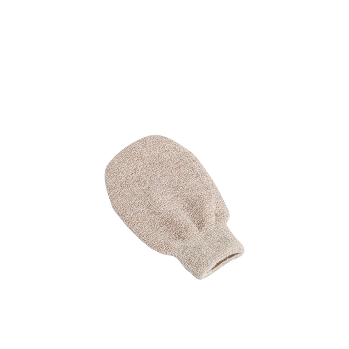 Massage handschoen gemaakt van natuurlijke materialen zoals linnen en hennep.