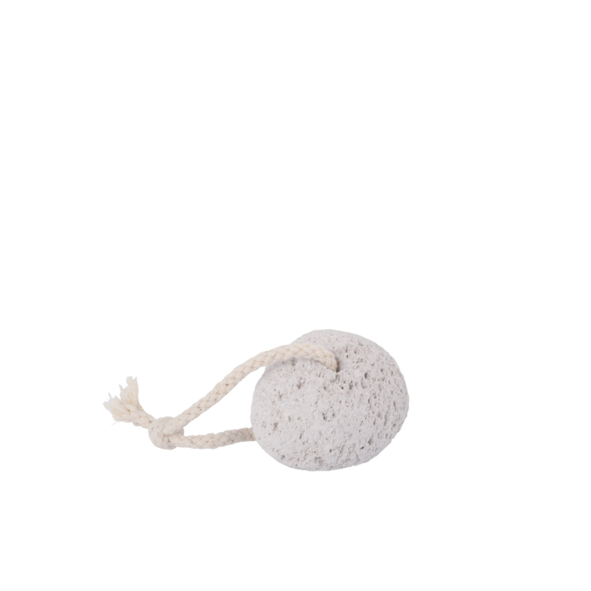 Witte puimsteen met katoenen koord.