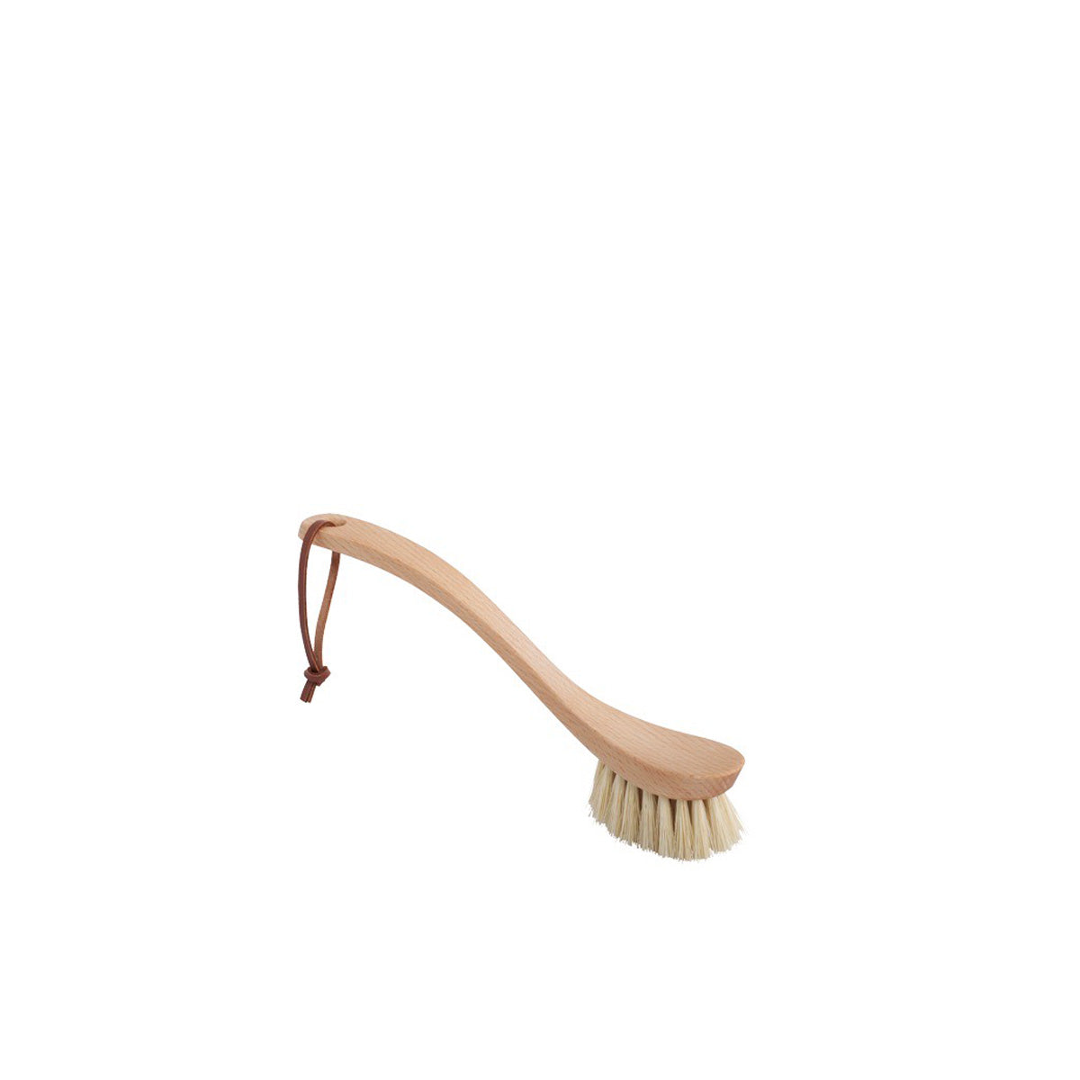 Houten afwasborstel met tampico vezels.