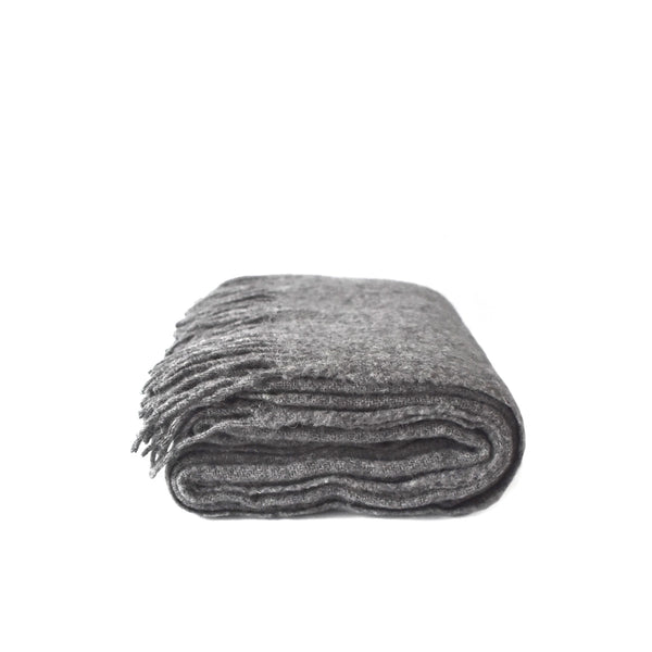 Grijze wollen deken gemaakt van Nieuw-Zeelandse wol.